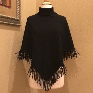 Black Cashmere Turtleneck Shawl Cover Up